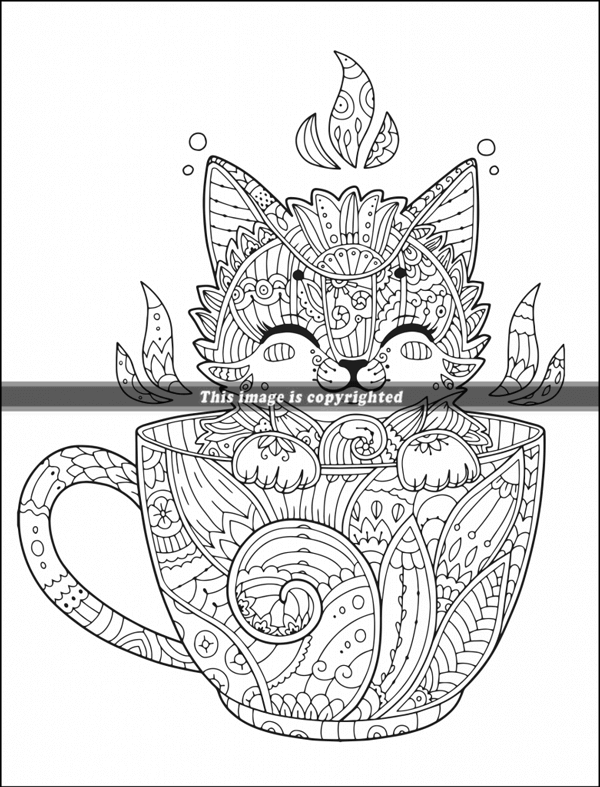 Mandala Style Coloring Book Cat Digital P D F Adult Relaxing Book Love Cats 